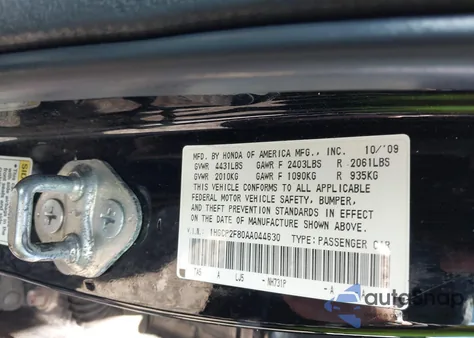 2010 Honda Accord 2.4 Ex-L из США, поврежденный, VIN 1HGCP2F80AA044630